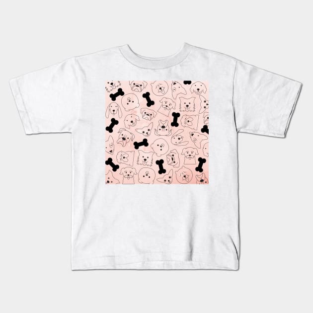 Cute Puppy Pattern (peach) Kids T-Shirt by Dorino